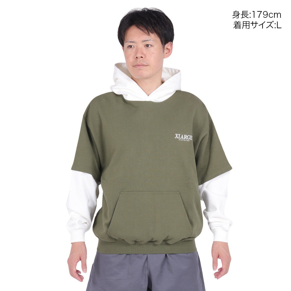 エクストララージ（XLARGE）（メンズ）LAYERED HOODED SWEAT 101231012020-OLIVE