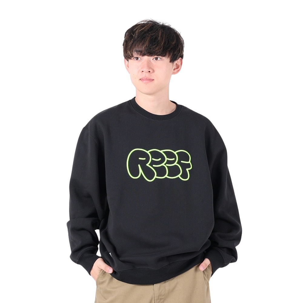 リーフ（REEF）（メンズ）ロゴ クルーネック スウエット RFPKM2302-BLK