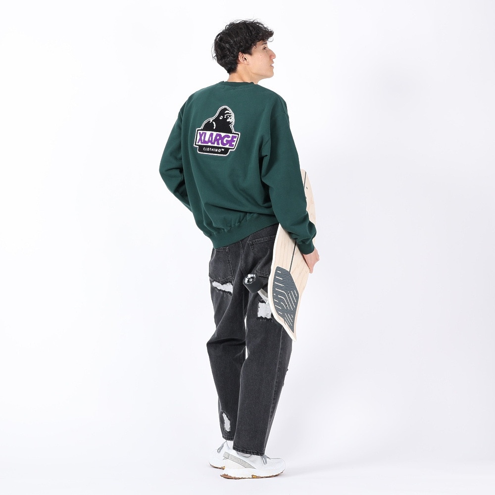 エクストララージ（メンズ）CHENILLE SLANTED OG クルーネックスウェット 101234012010-GREEN