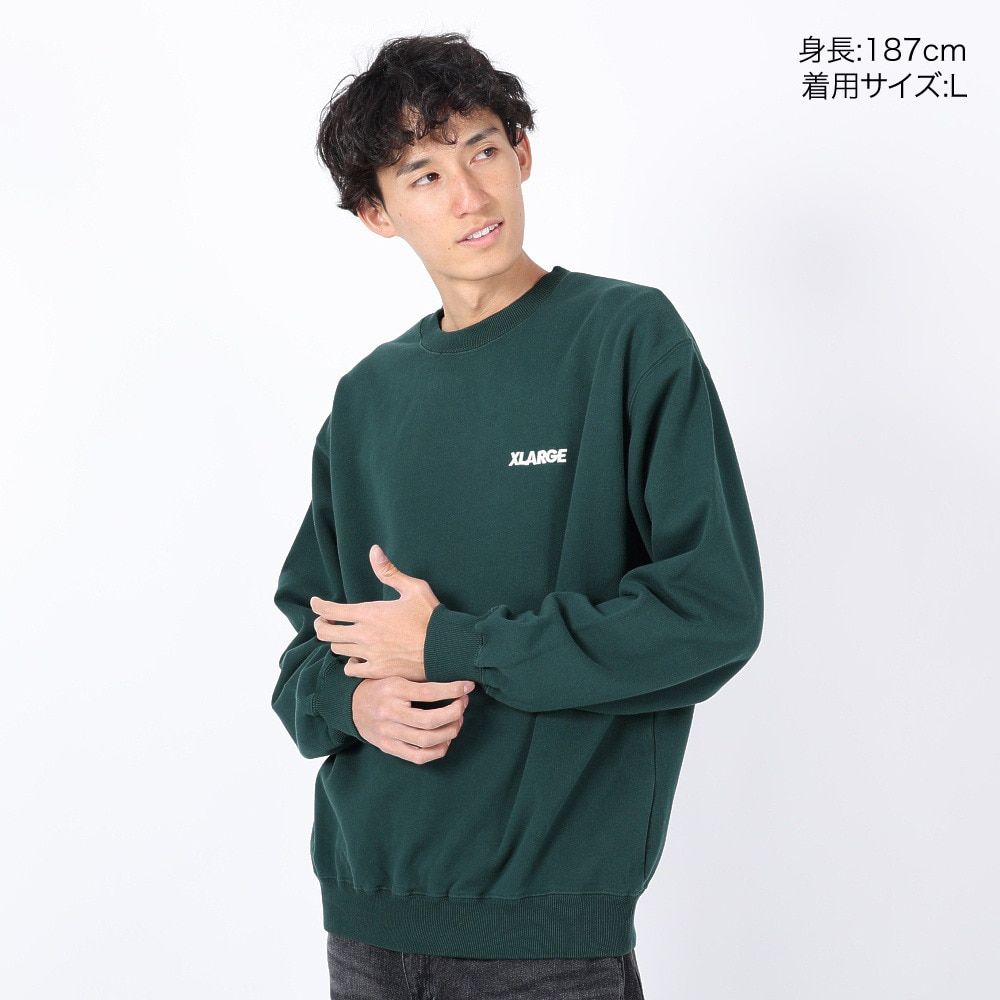 エクストララージ（メンズ）CHENILLE SLANTED OG クルーネックスウェット 101234012010-GREEN