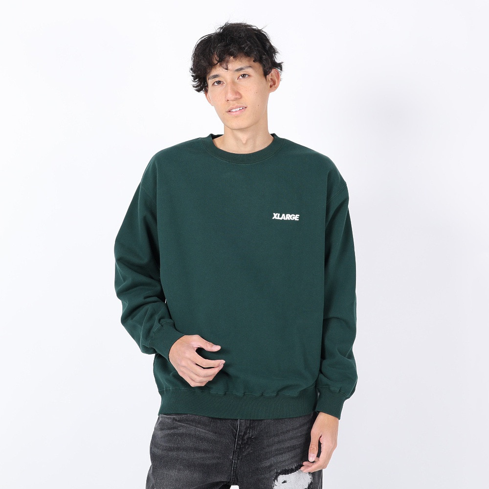 エクストララージ（メンズ）CHENILLE SLANTED OG クルーネックスウェット 101234012010-GREEN