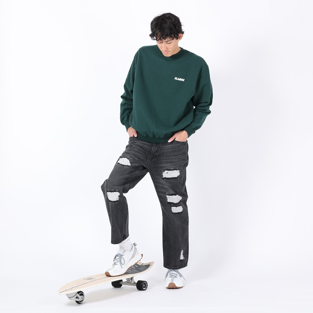 エクストララージ（メンズ）CHENILLE SLANTED OG クルーネックスウェット 101234012010-GREEN