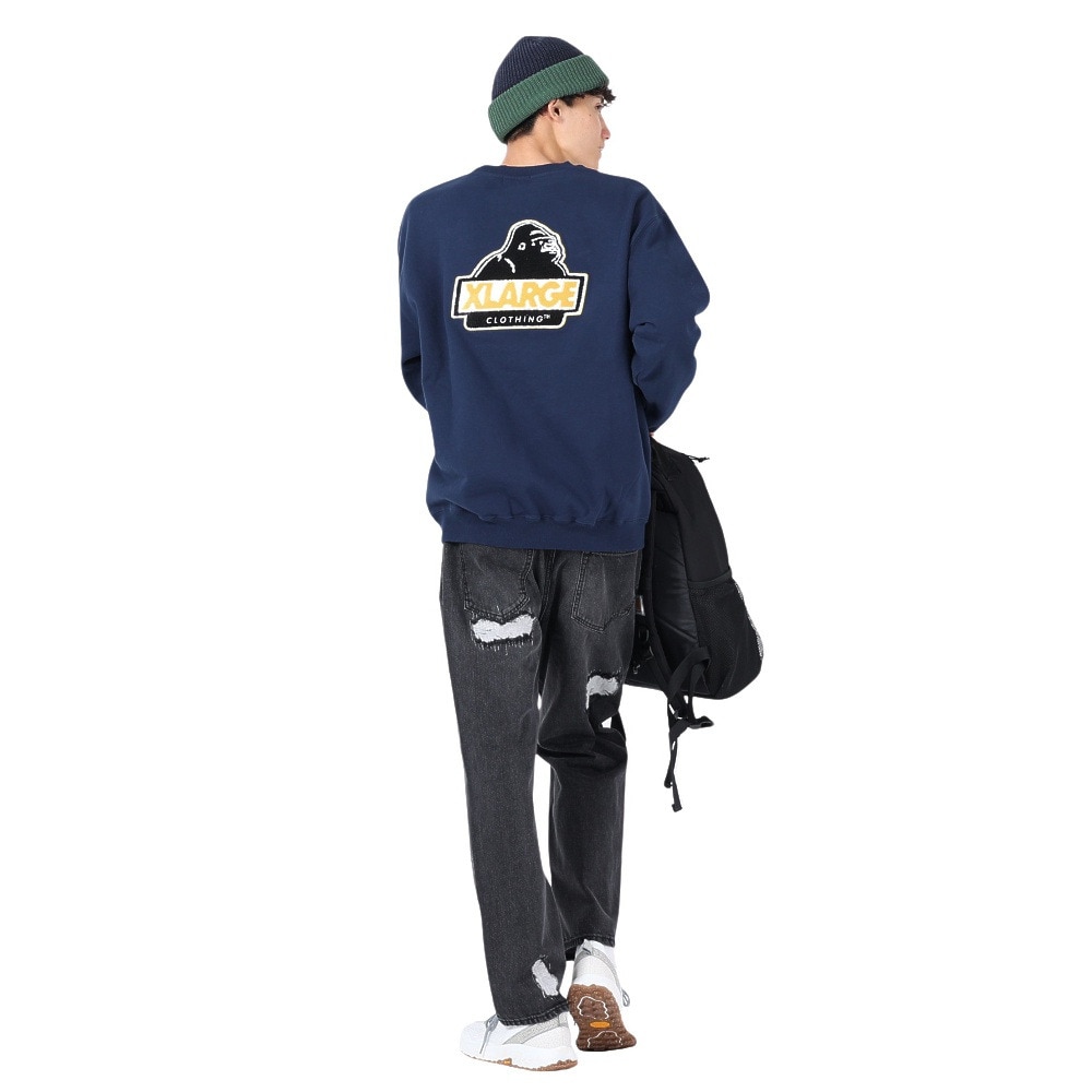 エクストララージ（XLARGE）（メンズ）CHENILLE SLANTED OG クルーネックスウェット 101234012010-NAVY