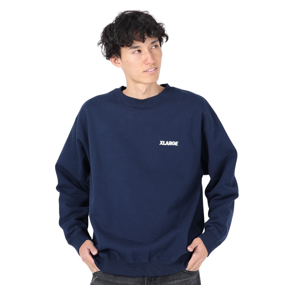 エクストララージ（XLARGE）（メンズ）CHENILLE SLANTED OG クルーネックスウェット 101234012010-NAVY