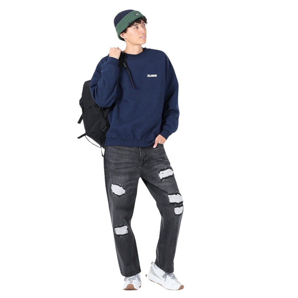 エクストララージ（XLARGE）（メンズ）CHENILLE SLANTED OG クルーネックスウェット 101234012010-NAVY