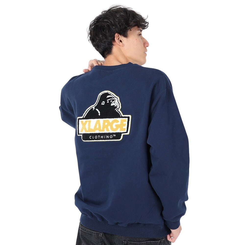 エクストララージ（XLARGE）（メンズ）CHENILLE SLANTED OG クルーネックスウェット 101234012010-NAVY