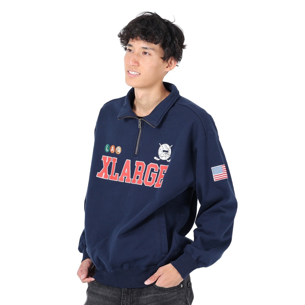 エクストララージ（XLARGE）（メンズ）HOCKEY ハーフジップスウェットシャツ 101234012020-NAVY