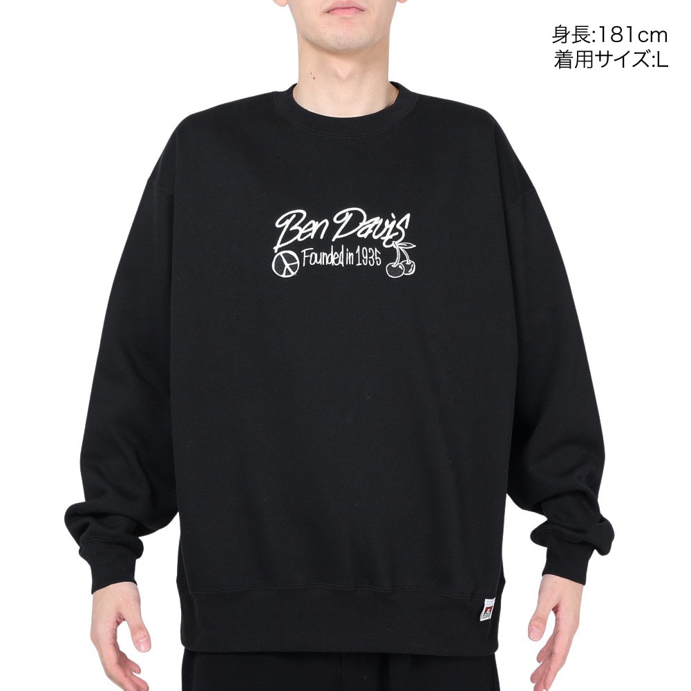 ベンデイビス（BEN DAVIS）（メンズ）タギングロゴ クルーネック スウェット 24380005-01BLK