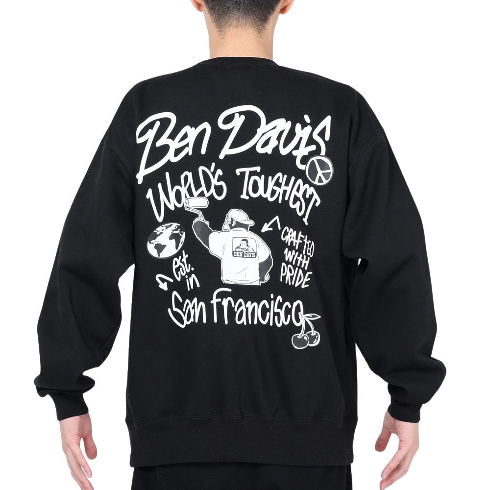 ベンデイビス（BEN DAVIS）（メンズ）タギングロゴ クルーネック スウェット 24380005-01BLK