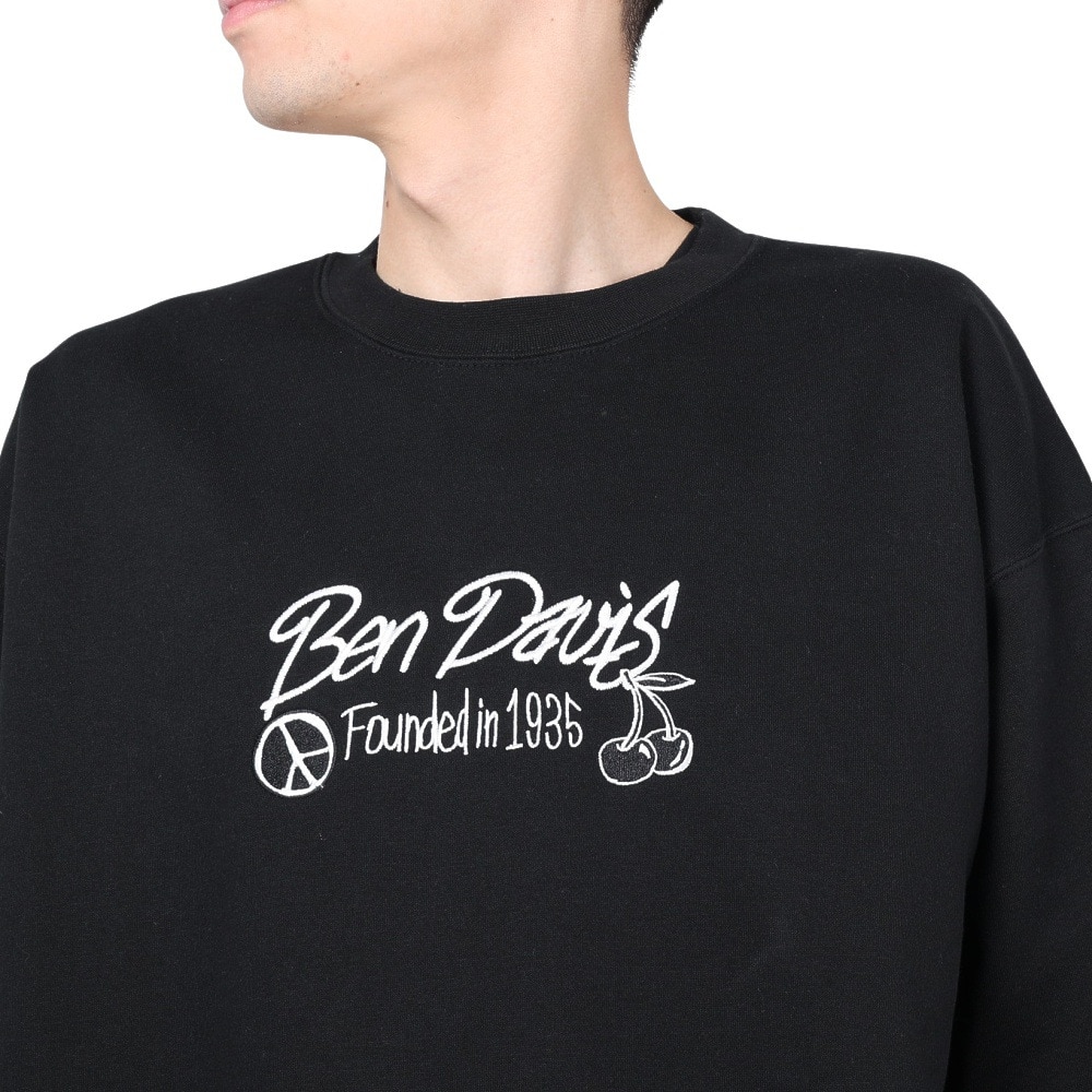 ベンデイビス（BEN DAVIS）（メンズ）タギングロゴ クルーネック スウェット 24380005-01BLK