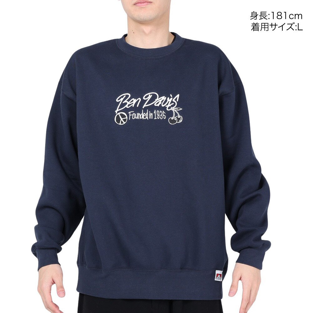 ベンデイビス（BEN DAVIS）（メンズ）タギングロゴ クルーネック スウェット 24380005-60NAV