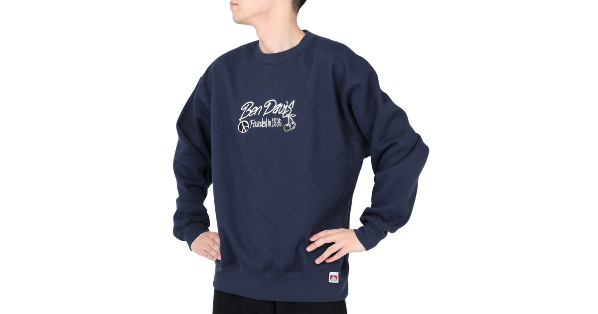 ベンデイビス（BEN DAVIS）（メンズ）タギングロゴ クルーネック スウェット 2438000560NAV スポーツ用品はスーパー