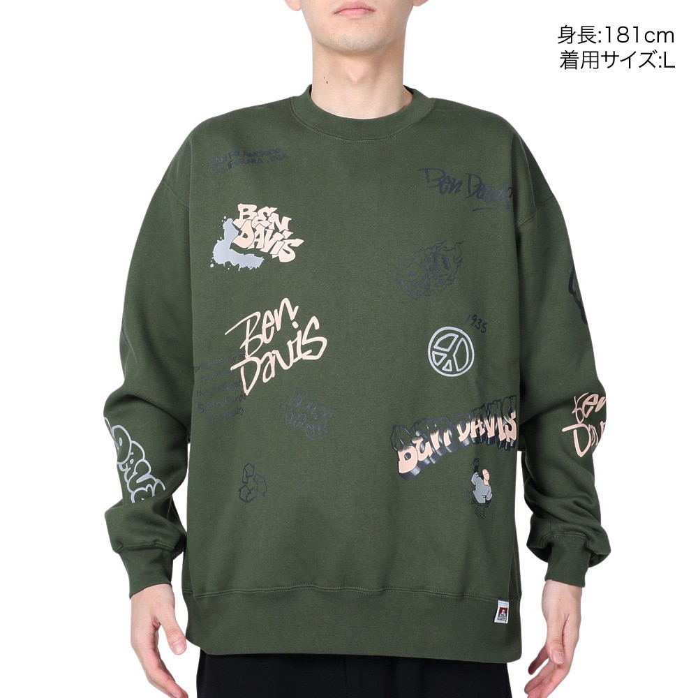ベンデイビス（BEN DAVIS）（メンズ）SCRIBBLED クルーネック スウェット 24380006-59YGR