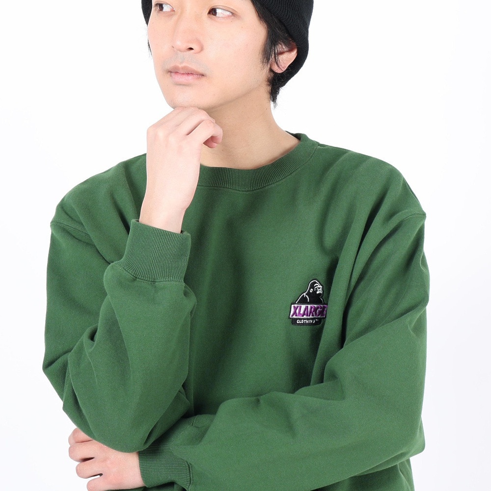 エクストララージ（XLARGE）（メンズ）スランテッド OG クルーネックスウェットシャツ 101241012002-GREEN
