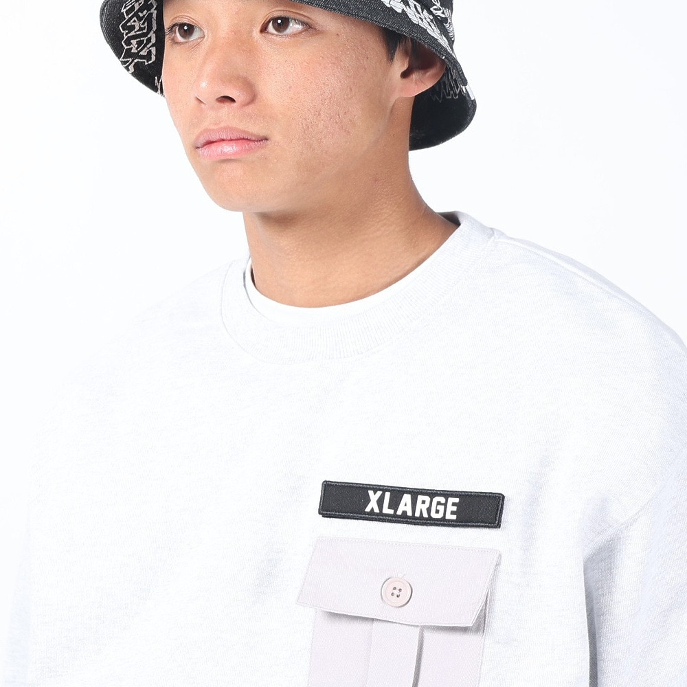 エクストララージ（XLARGE）（メンズ）ミリタリーポケット クルーネックスウェット 101241012013-ASH
