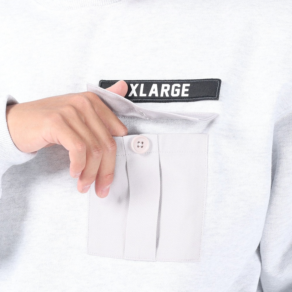 エクストララージ（XLARGE）（メンズ）ミリタリーポケット クルーネックスウェット 101241012013-ASH