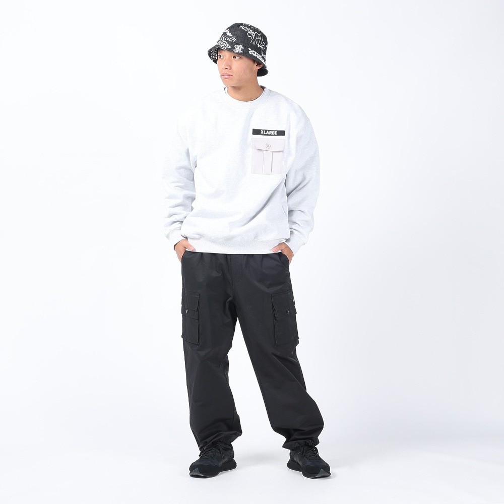 エクストララージ（XLARGE）（メンズ）ミリタリーポケット クルーネックスウェット 101241012013-ASH