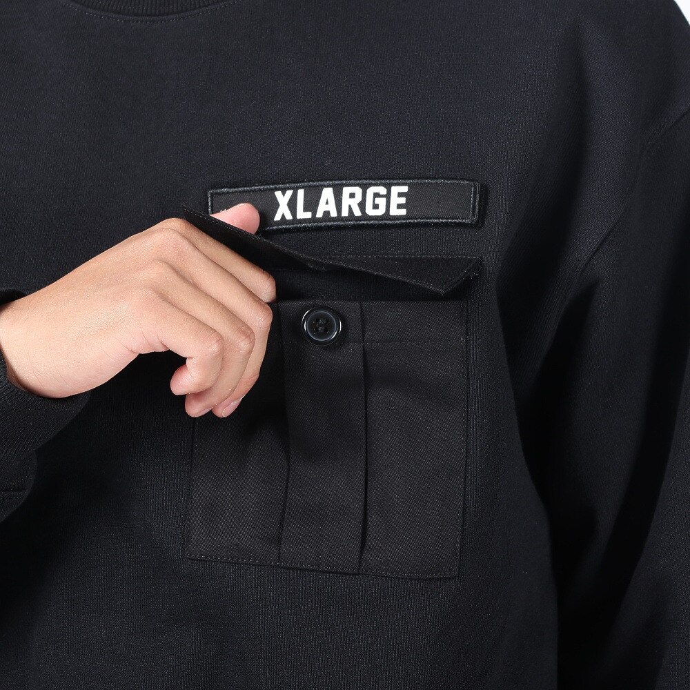 エクストララージ（XLARGE）（メンズ）ミリタリーポケット クルーネックスウェット 101241012013-BLACK