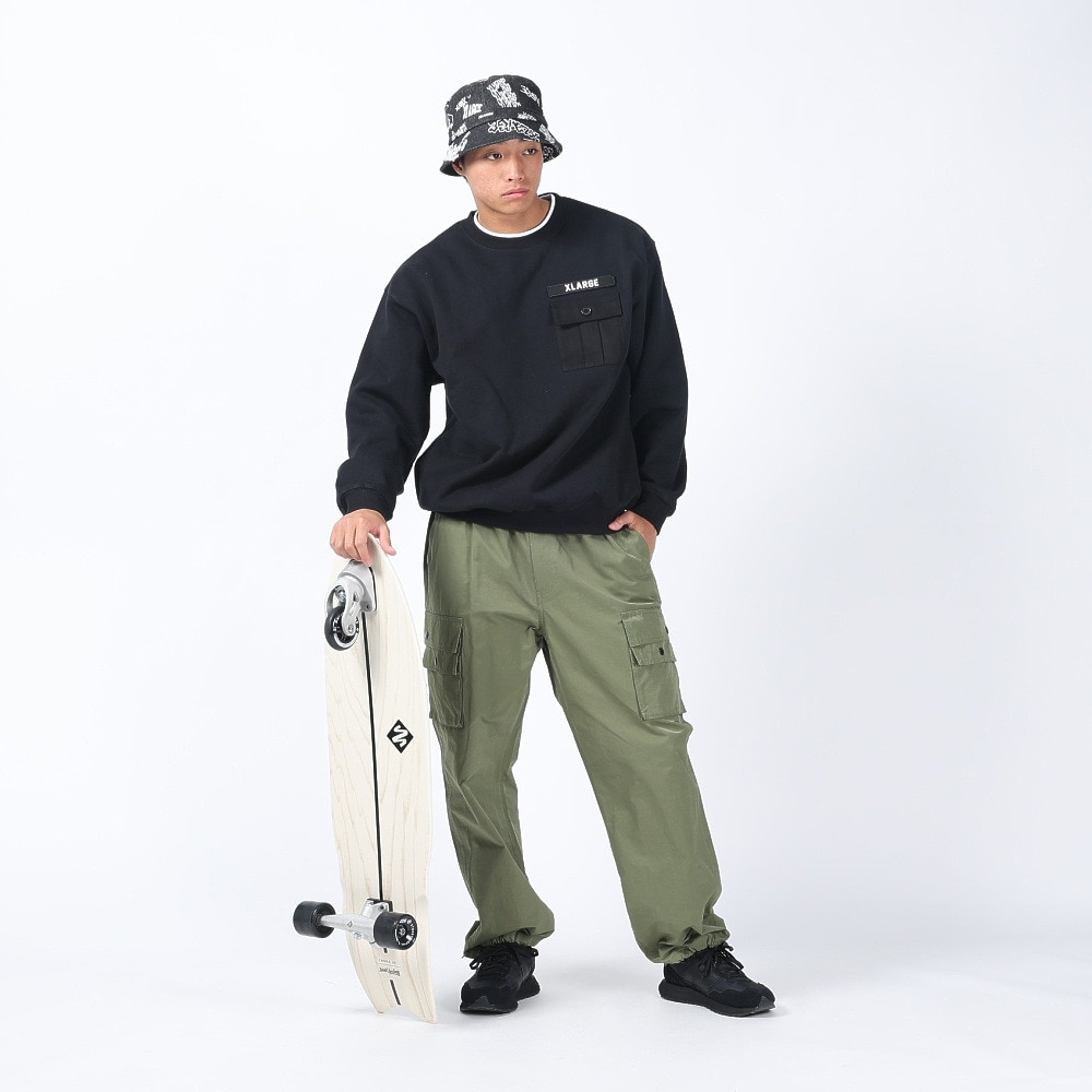 エクストララージ（XLARGE）（メンズ）ミリタリーポケット クルーネックスウェット 101241012013-BLACK