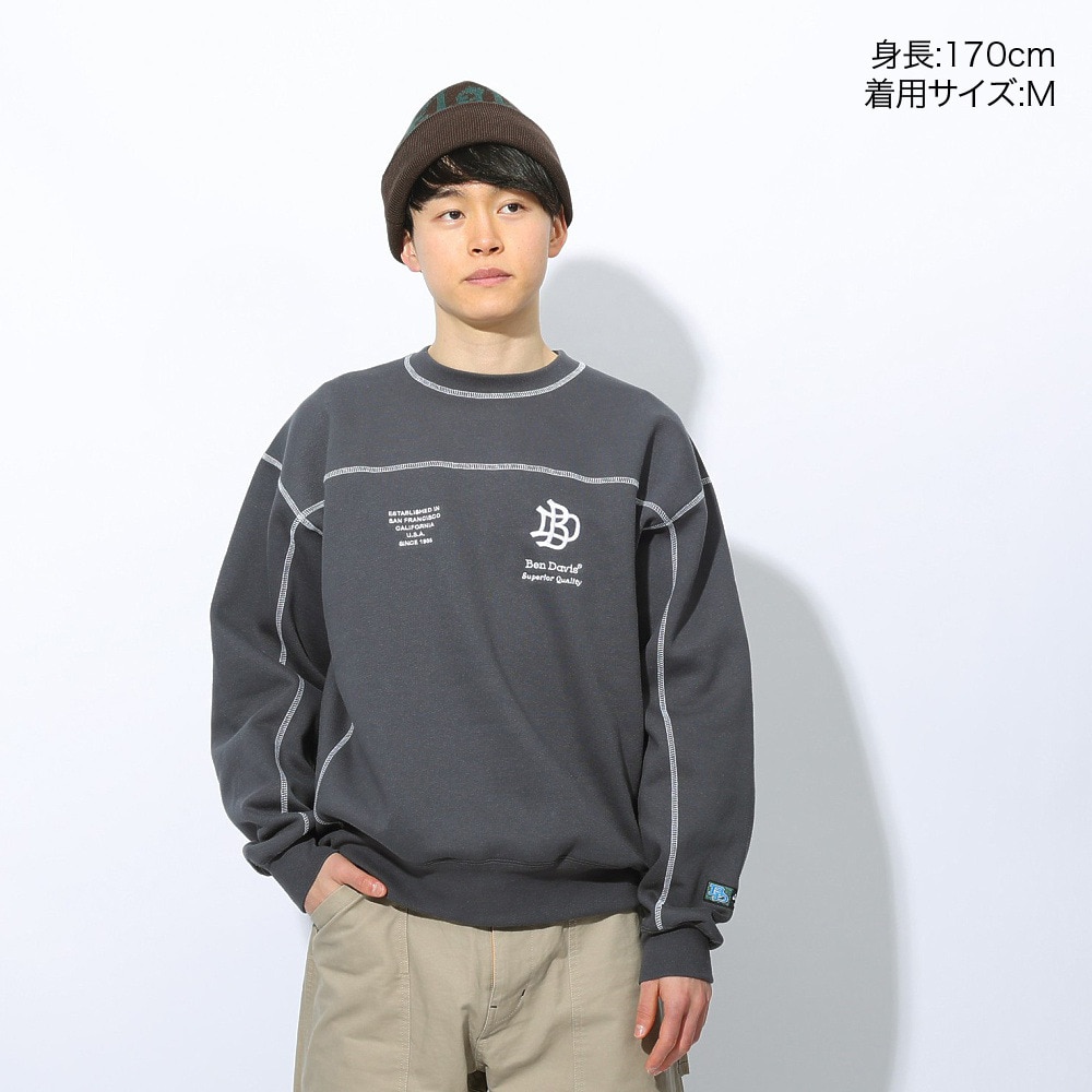 ベンデイビス（BEN DAVIS）（メンズ）ステッチ配色トレーナー 24780060-CGRY