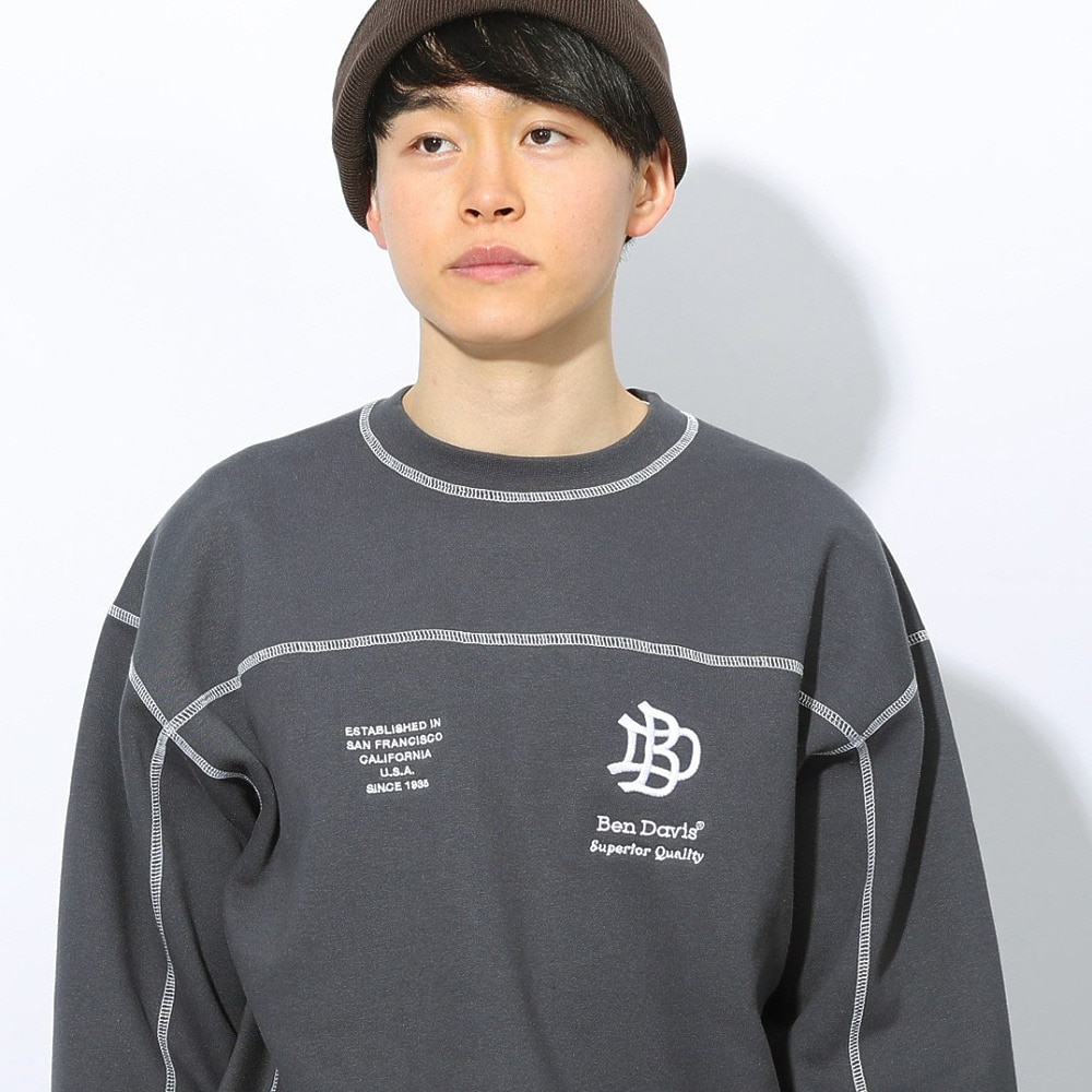 ベンデイビス（BEN DAVIS）（メンズ）ステッチ配色トレーナー 24780060-CGRY