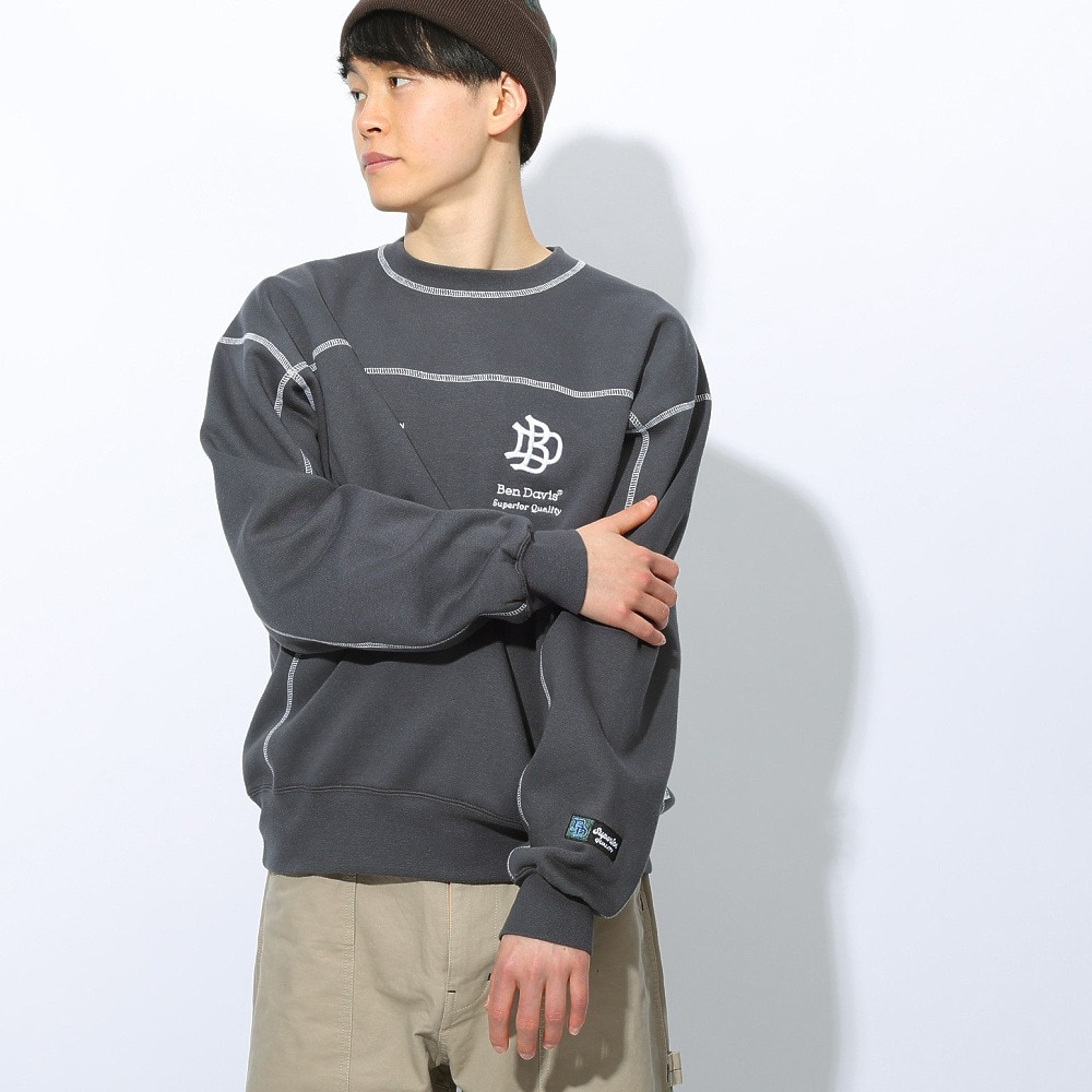 ベンデイビス（BEN DAVIS）（メンズ）ステッチ配色トレーナー 24780060-CGRY