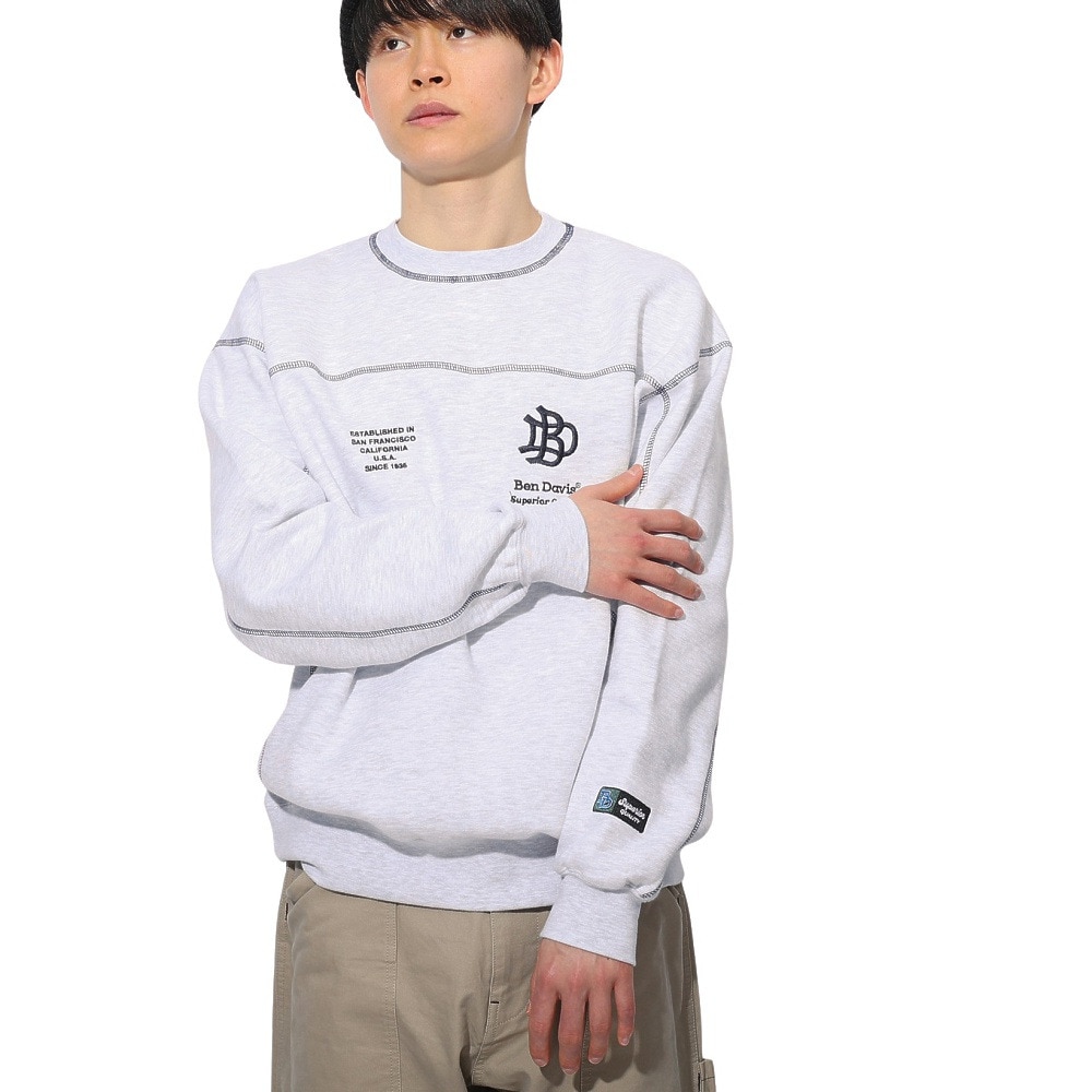 ベンデイビス（BEN DAVIS）（メンズ）ステッチ配色トレーナー 24780060-OWHT