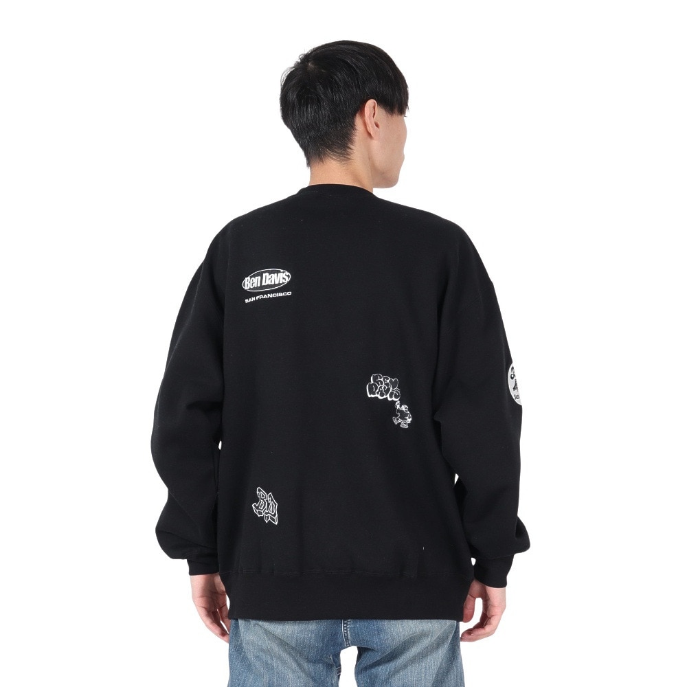 ベンデイビス（BEN DAVIS）（メンズ）ランダムロゴ トレーナー 24780065-BLK
