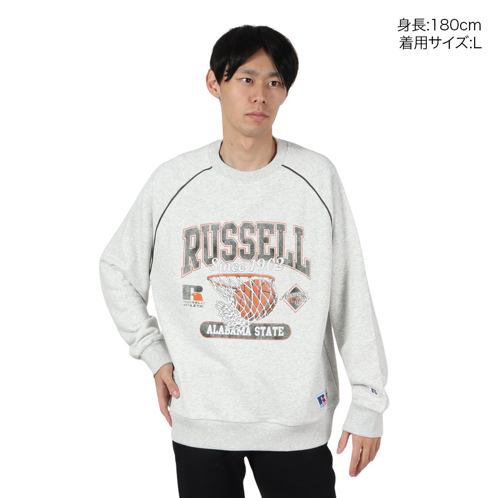 ラッセル（RUSSELL）（メンズ）HighCotton カスレプリント スウェットシャツ RBM24F0004 MGRY