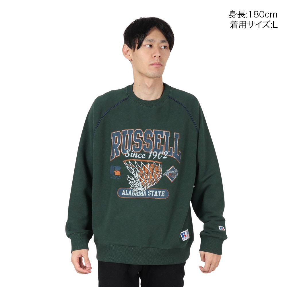 ラッセル（RUSSELL）（メンズ）HighCotton カスレプリント スウェットシャツ RBM24F0004 GRN