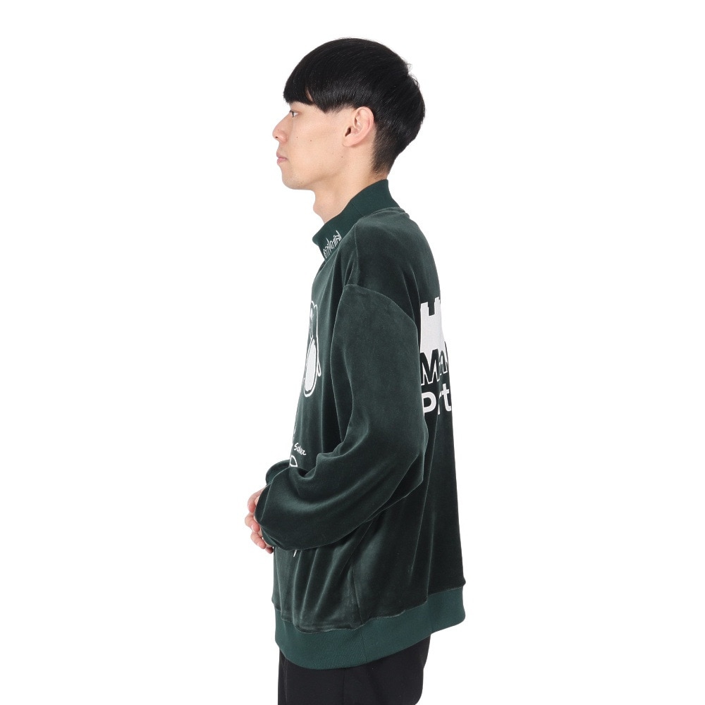 マンハッタンポーテージ（ManhattanPortage）（メンズ）スヌーピー モックネック ベロア スウェットシャツ 24FW-MP-M596 GREEN
