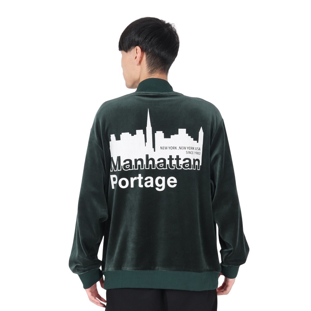 マンハッタンポーテージ（ManhattanPortage）（メンズ）スヌーピー モックネック ベロア スウェットシャツ 24FW-MP-M596 GREEN