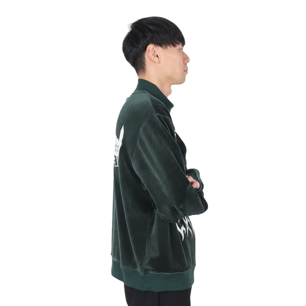 マンハッタンポーテージ（ManhattanPortage）（メンズ）スヌーピー モックネック ベロア スウェットシャツ 24FW-MP-M596 GREEN
