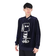 (メンズ)スヌーピー モックネック ベロア スウェットシャツ 24FW-MP-M596 NAVY