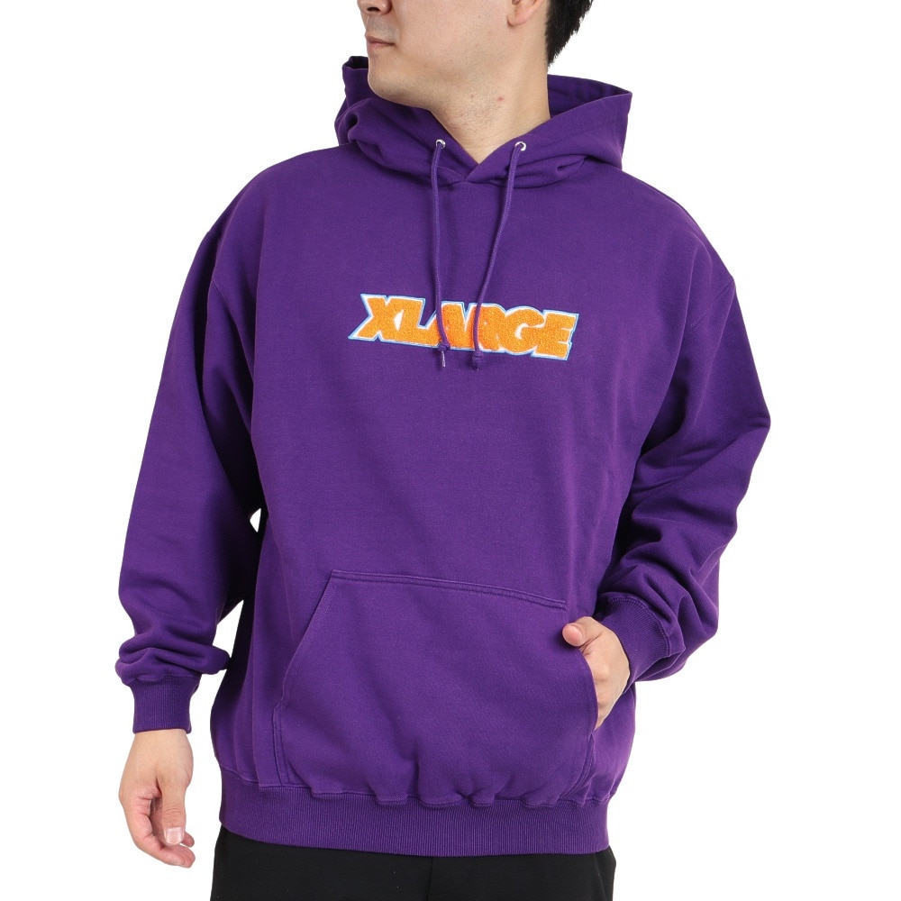 エクストララージ（XLARGE）（メンズ）TWO TONE STANDARD ロゴ プルオーバーフードスウェット 101223012008-PURPLE