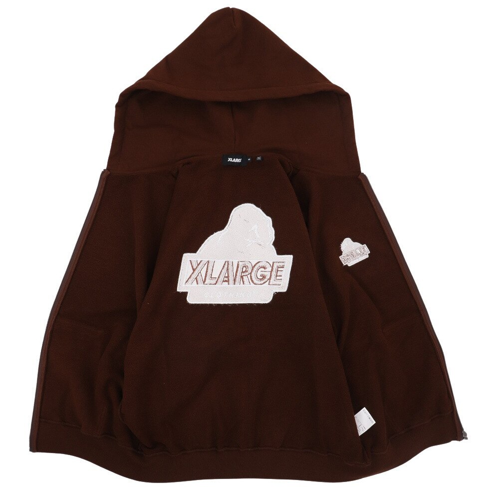 エクストララージ（XLARGE）（メンズ）パーカー メンズ BACKSIDE SLANTED OG ジップ 101233012008-BROWN