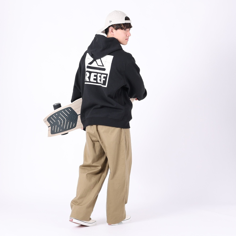 リーフ（REEF）（メンズ）スクエアロゴ フーディー RFPKM2301-BLK