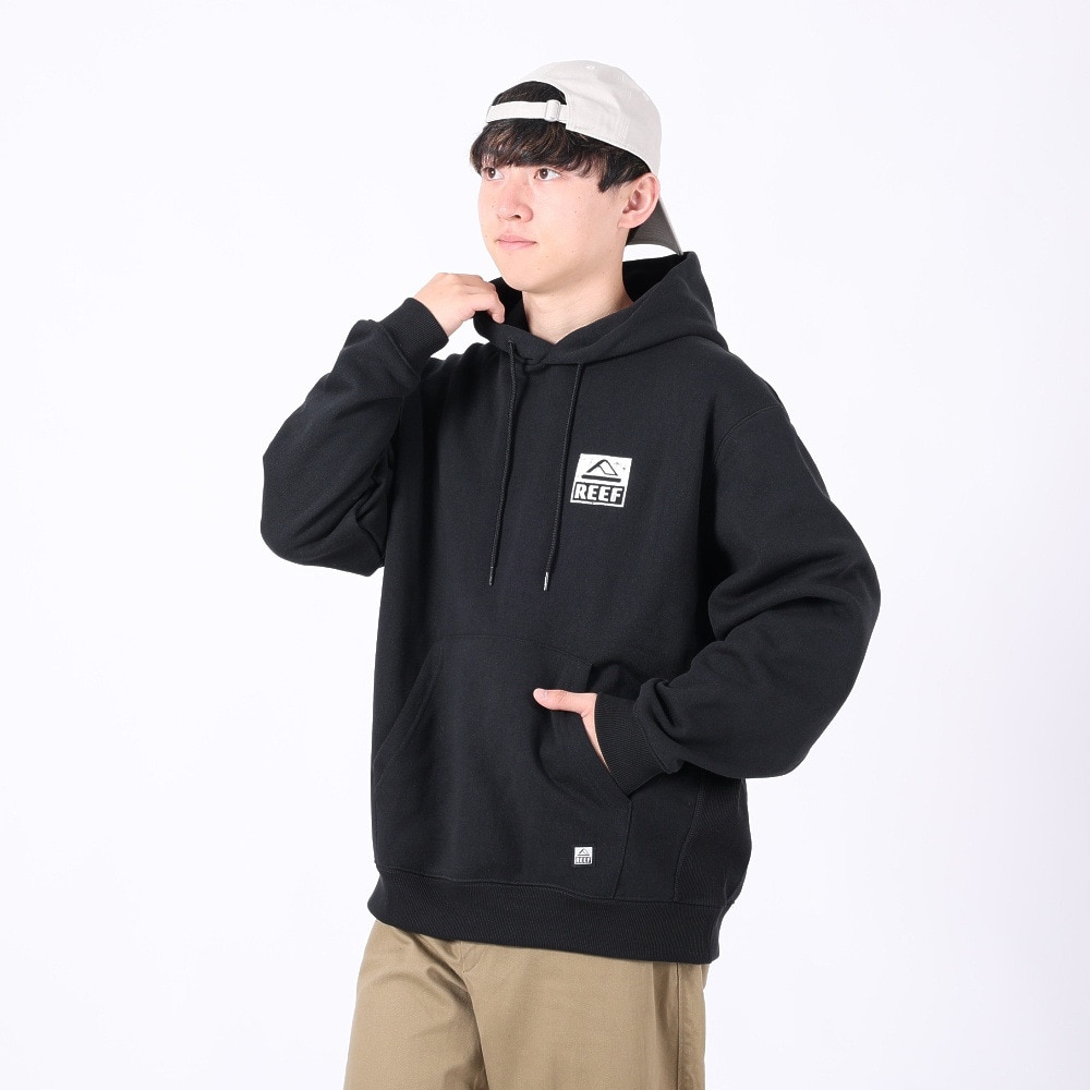 リーフ（REEF）（メンズ）スクエアロゴ フーディー RFPKM2301-BLK