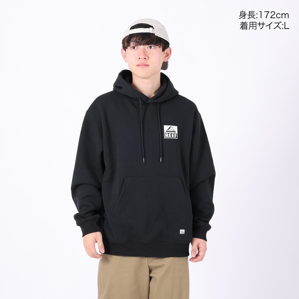 リーフ（REEF）（メンズ）スクエアロゴ フーディー RFPKM2301-BLK