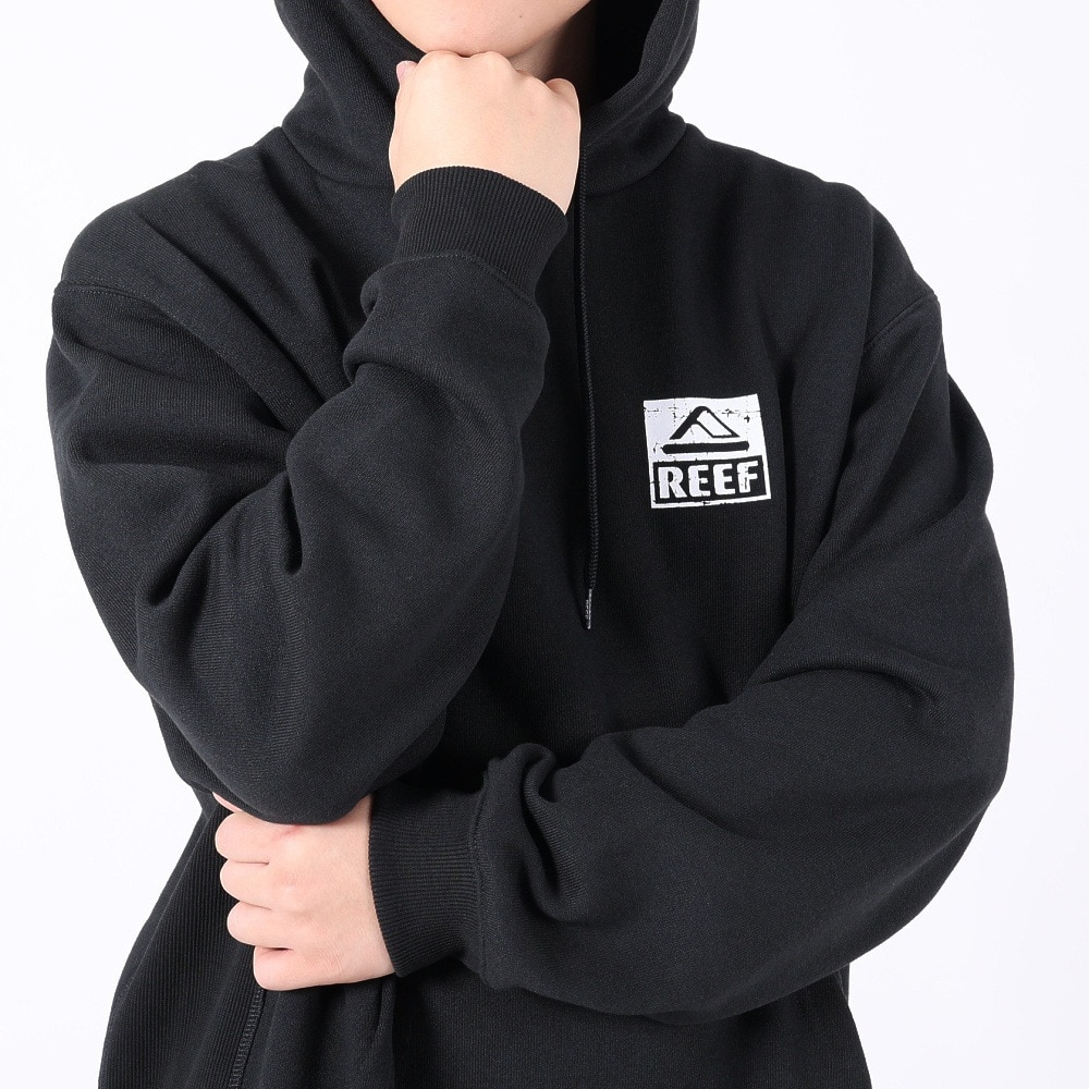 リーフ（REEF）（メンズ）スクエアロゴ フーディー RFPKM2301-BLK