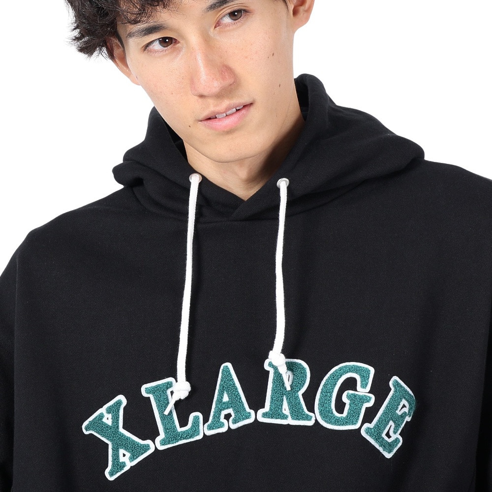 エクストララージ（XLARGE）（メンズ）STRIPED RIB スウェットフーディー 101234012006-BLACK