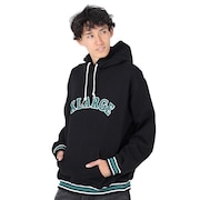 (メンズ)STRIPED RIB スウェットフーディー 101234012006-BLACK