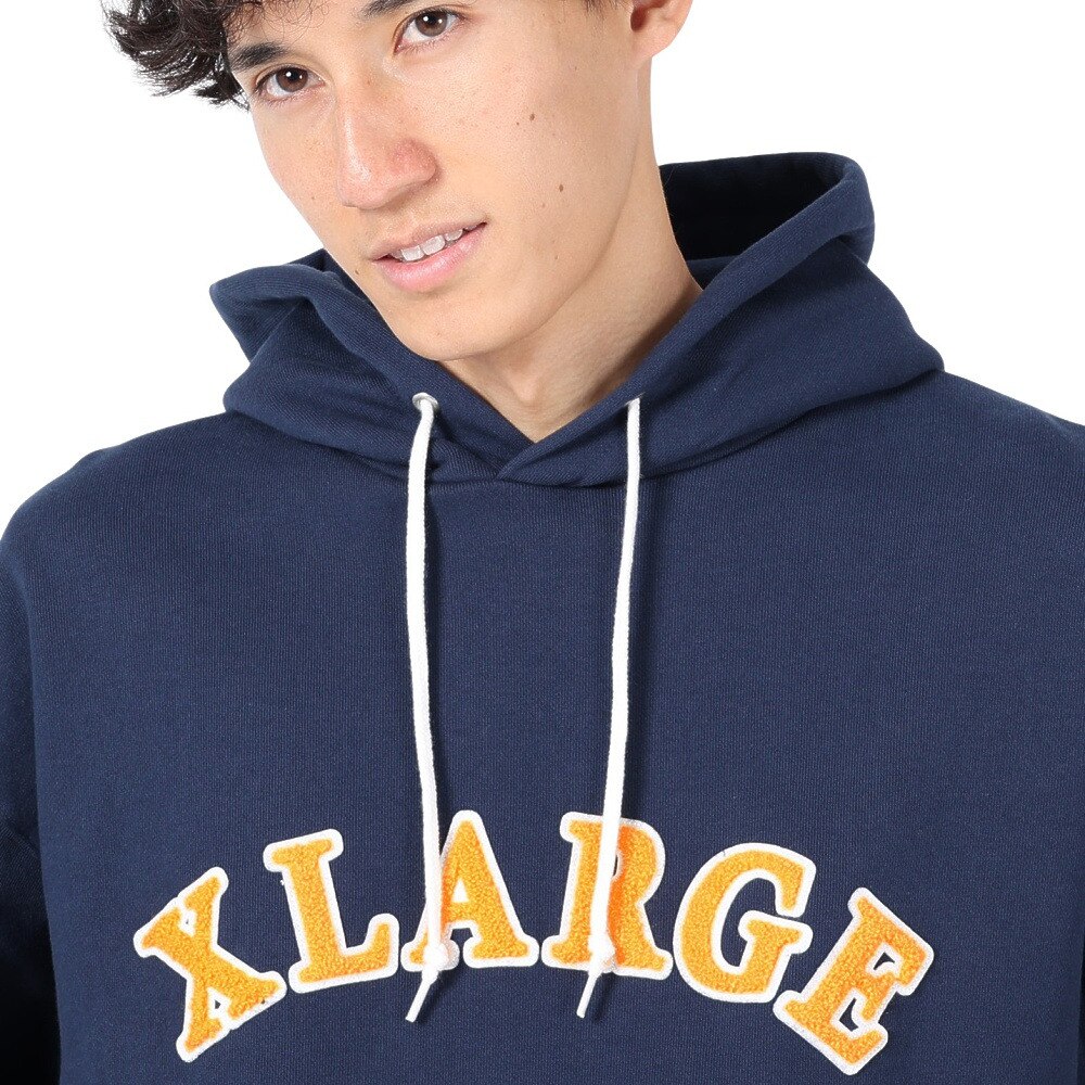 エクストララージ（XLARGE）（メンズ）STRIPED RIB スウェットフーディー 101234012006-NAVY