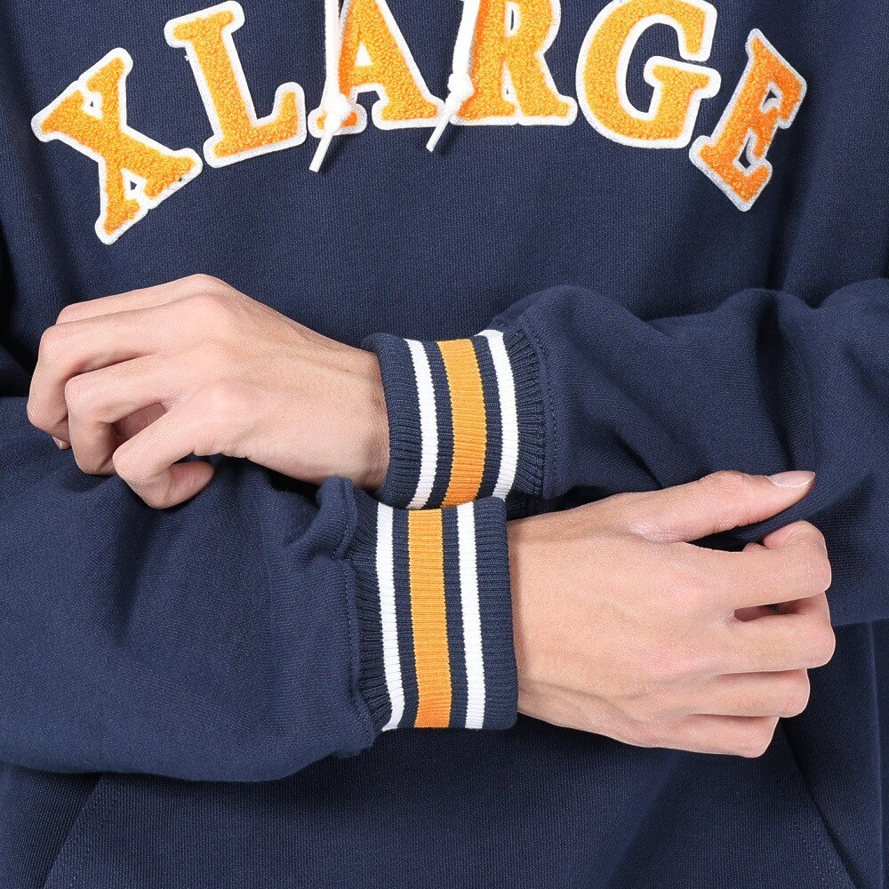 エクストララージ（XLARGE）（メンズ）STRIPED RIB スウェットフーディー 101234012006-NAVY
