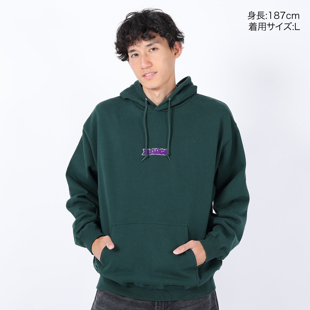 エクストララージ（XLARGE）（メンズ）CHENILLE スタンダード ロゴ スウェットフーディー 101234012009-GREEN