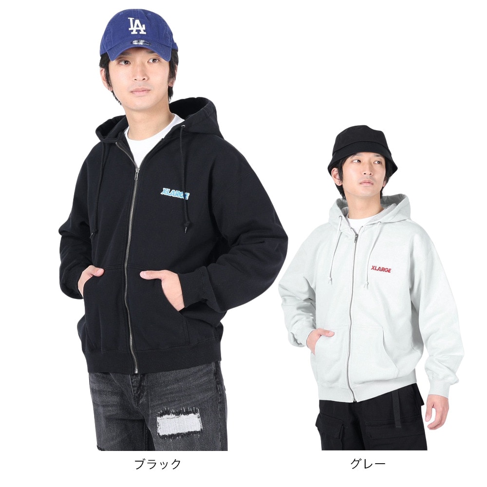 エクストララージ（XLARGE）（メンズ）スタンダードロゴ ジップフーデッドスウェットシャツ 101241012001-BLACK