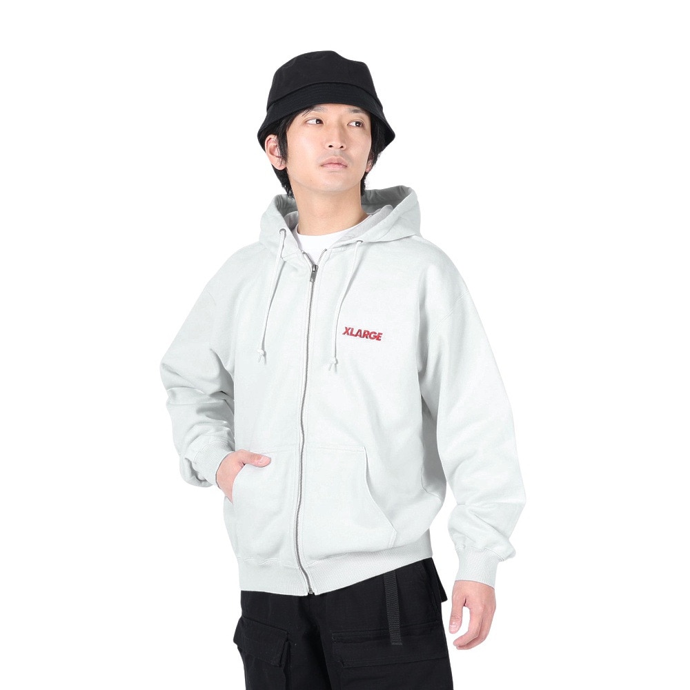 エクストララージ（XLARGE）（メンズ）スタンダードロゴ ジップフーデッドスウェットシャツ 101241012001-GREY