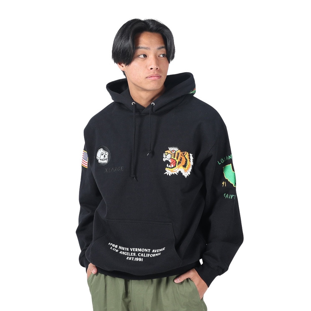 エクストララージ（XLARGE）（メンズ）TIGER EMBROIDERY フーディースウェット 101241012014-BLACK