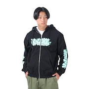 (メンズ)GRAFFITI ジップアップフーディ スウェットシャツ 101241012015-BLACK