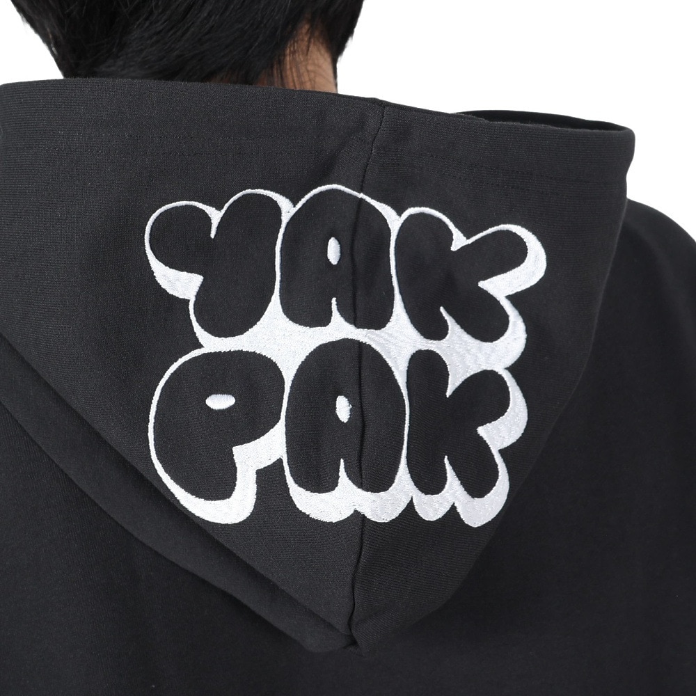 ヤックパック（YAK PAK）（メンズ、レディース）グラフィティロゴ刺繍パーカー 4310013-01 BLK